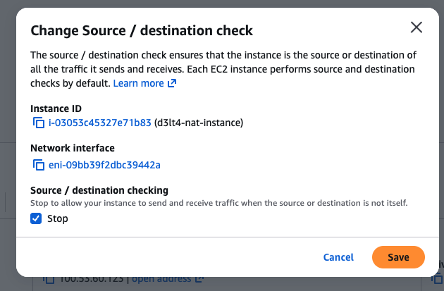 Source/Dest check off